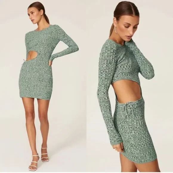 Aya Muse Heather Mini Green Turquoise Dress Cut Out Size XS